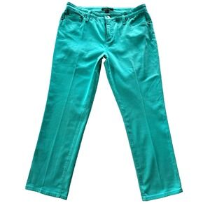 Ralph Lauren Jeans LRL Co Denim Pants Sz 14 Blue Green Aqua Straight Leg Cropped